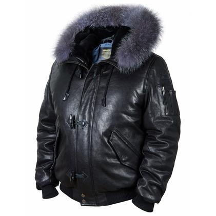 Пуховик кожаный Alaska Togo black (Art. 512)